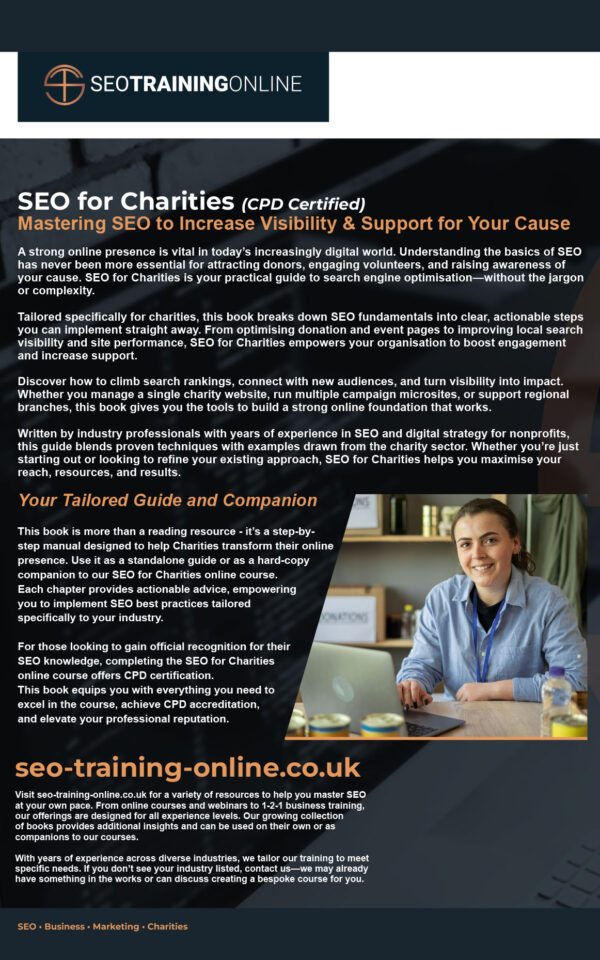 SEO for Charities Book Cover Back - SEO Training Online